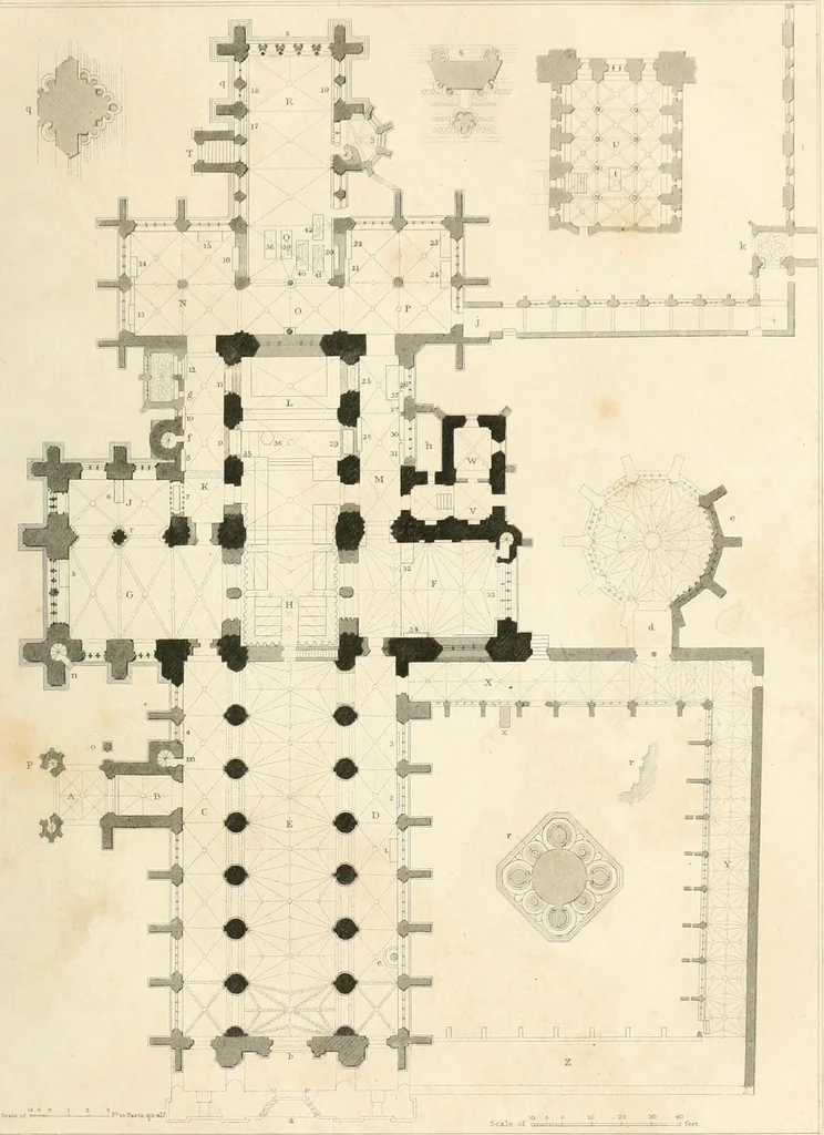 An illustration from The history and antiquities of the cathedral church of Hereford : illustrated by a series of engravings of views, elevations, and plans of that edifice, with biographical anecdotes of eminent persons connected with the establishment, 1831, leaf 6