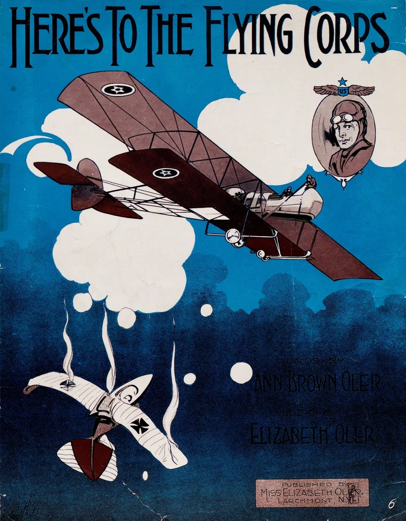 An illustration from Here's to the flying corps, 1918, leaf 1