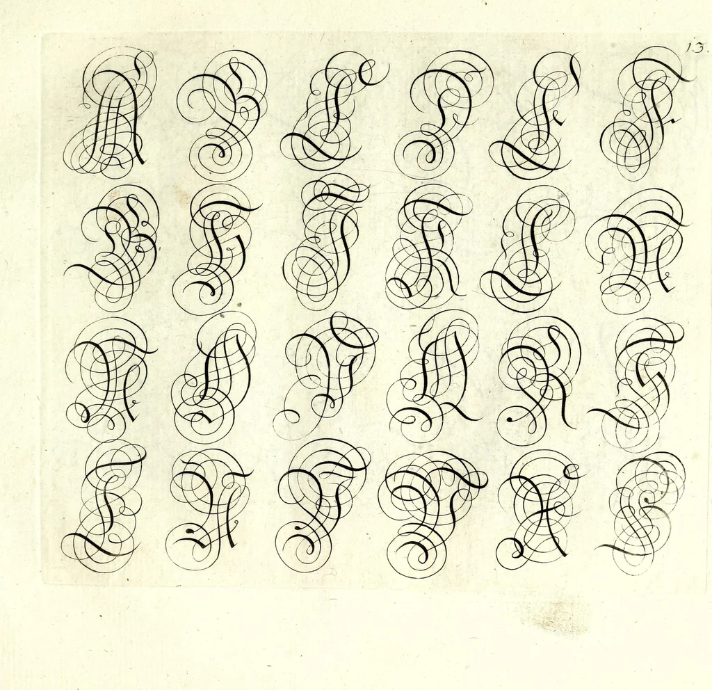 An illustration from Herleitung der Current-Schrift, 1700, leaf 27