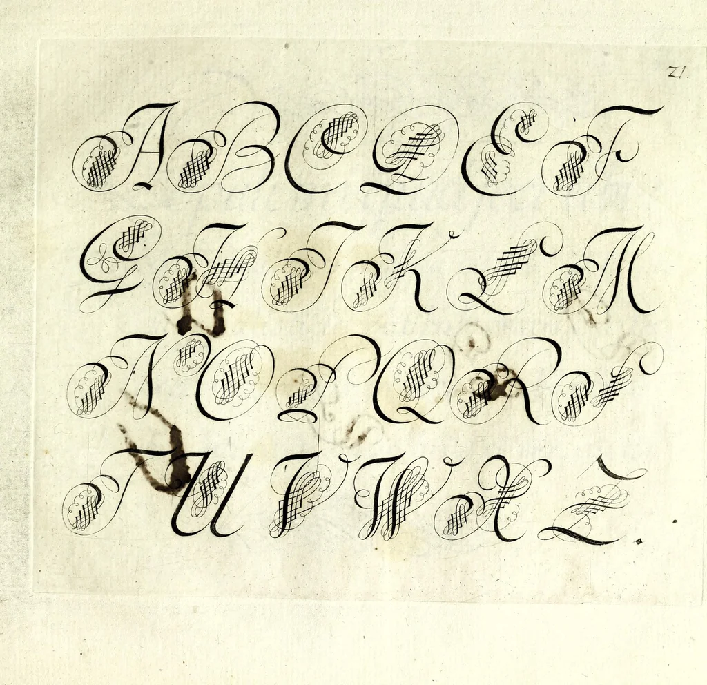 An illustration from Herleitung der Current-Schrift, 1700, leaf 43