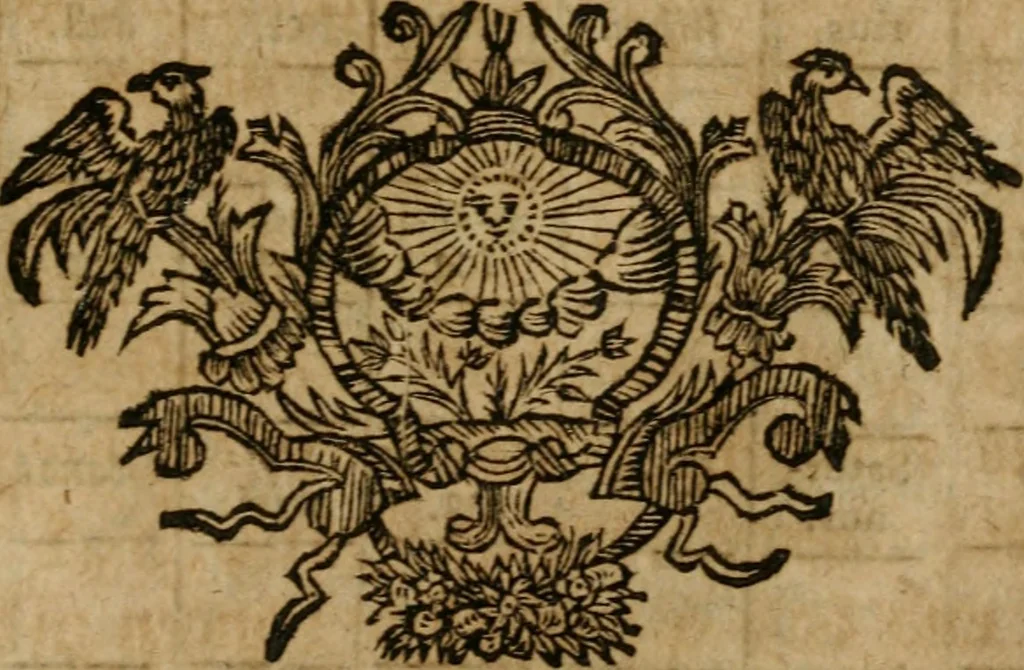 An illustration from Hermetischer Triumph-Bogen, auf zweyen Wunder-Säulen der grossen und kleinen Welt bevestiget : das ist, zwey Tractätlein von der wahren, ewigen und einigen Weisheit zu des Menschen zeitlichem und ewigem Wohlseyn : das erste, genannt Cabbala mystica naturae, handelnd von dem feurigen Liebes-Saltze der göttlichen Barmhertzigkeit, sonst genannt lapis philosophorum : und das zweyte, Occulta occultissime, handelnd von der ersten materia lapidis philosophorum, und von dem Menschen, sonderlich aber von ihrer Reinigung, um sie zu dem Endzweck der Weisheit zu befördern, 1741, leaf 176