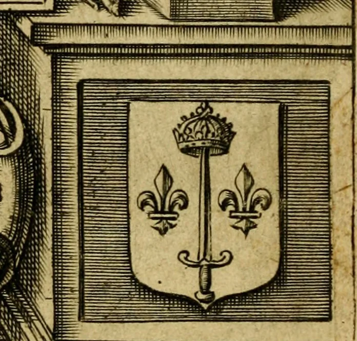 An illustration from Heroinæ nobilissimæ Ioannæ Darc Lotharingæ : vvlgo avrelianensis pvelleæ historia, ex variis grauissimæ atque incorruptissimæ fidei scriptoribus excerpta. Eiusdem mauortice Virginis Innocentia a calumniis vaindicata, 1612, leaf 8