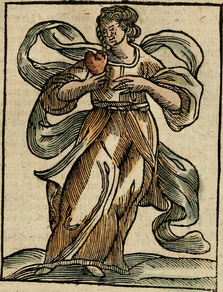 An illustration from Herrn Caesaris Ripa von Perusien, Ritters von St. Mauritio und Lazaro [et]c., Erneuerte Iconologia, oder, Bildersprach : worinen allerhand anmuhtige Aussbildungen ... erkläret werden, 1669, leaf 114
