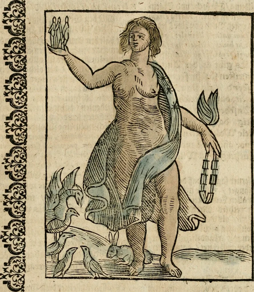 An illustration from Herrn Caesaris Ripa von Perusien, Ritters von St. Mauritio und Lazaro [et]c., Erneuerte Iconologia, oder, Bildersprach : worinen allerhand anmuhtige Aussbildungen ... erkläret werden, 1669, leaf 130