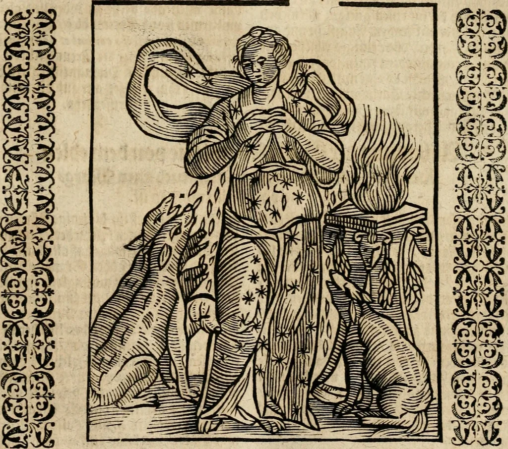 An illustration from Herrn Caesaris Ripa von Perusien, Ritters von St. Mauritio und Lazaro [et]c., Erneuerte Iconologia, oder, Bildersprach : worinen allerhand anmuhtige Aussbildungen ... erkläret werden, 1669, leaf 132