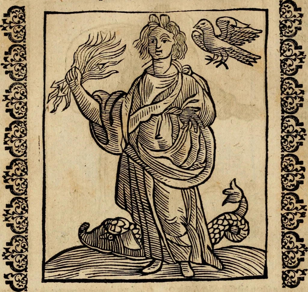 An illustration from Herrn Caesaris Ripa von Perusien, Ritters von St. Mauritio und Lazaro [et]c., Erneuerte Iconologia, oder, Bildersprach : worinen allerhand anmuhtige Aussbildungen ... erkläret werden, 1669, leaf 167