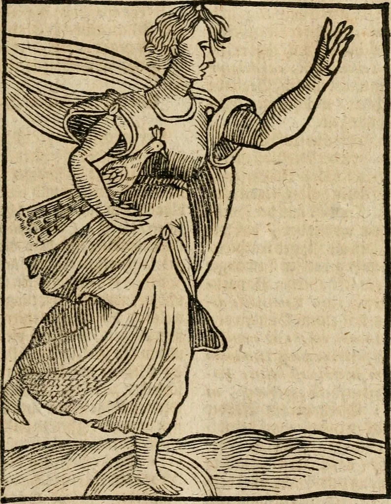 An illustration from Herrn Caesaris Ripa von Perusien, Ritters von St. Mauritio und Lazaro [et]c., Erneuerte Iconologia, oder, Bildersprach : worinen allerhand anmuhtige Aussbildungen ... erkläret werden, 1669, leaf 44