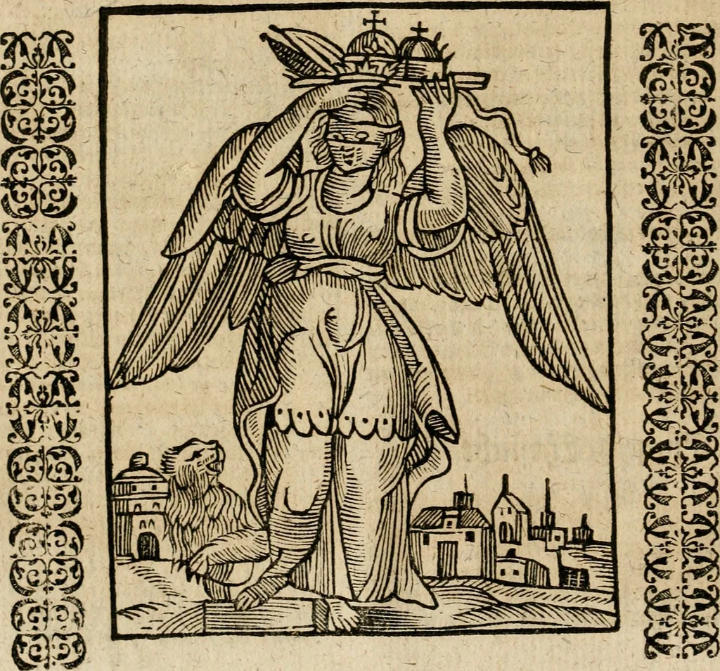 An illustration from Herrn Caesaris Ripa von Perusien, Ritters von St. Mauritio und Lazaro [et]c., Erneuerte Iconologia, oder, Bildersprach : worinen allerhand anmuhtige Aussbildungen ... erkläret werden, 1669, leaf 49