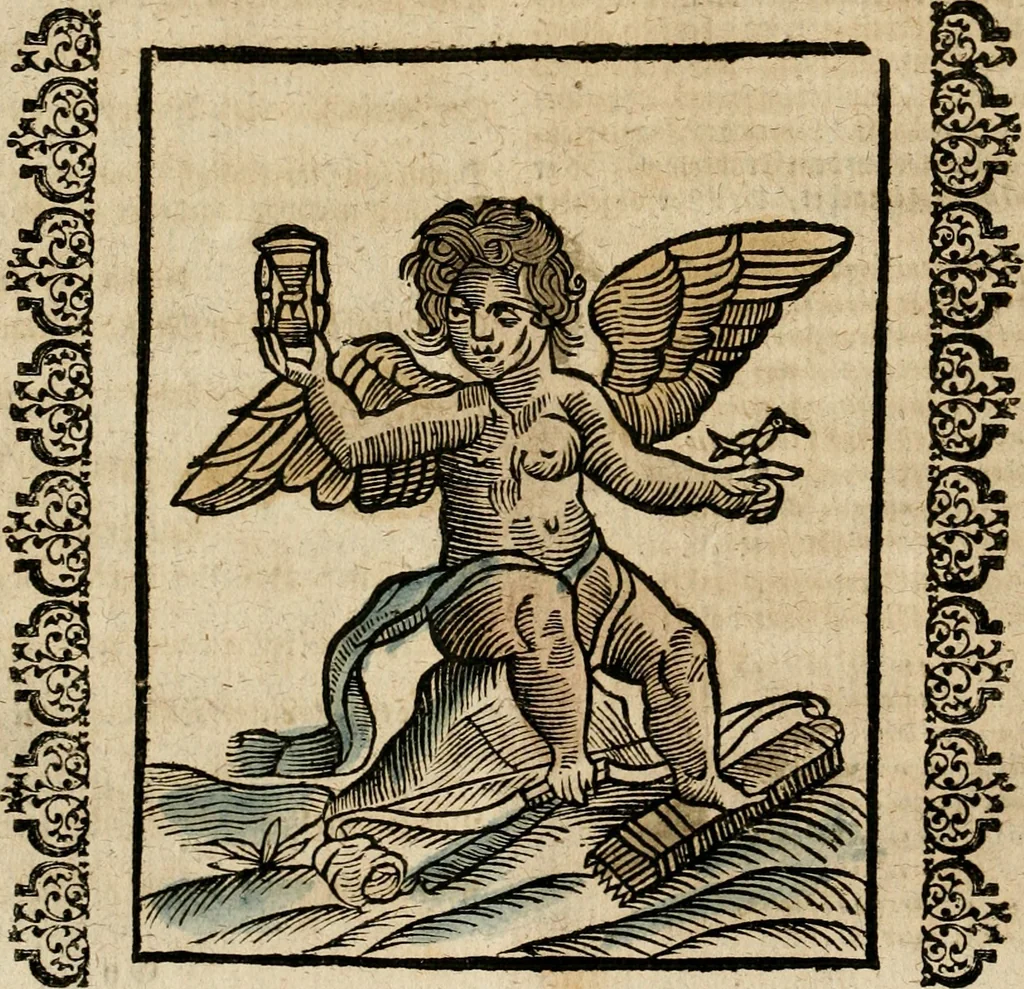 An illustration from Herrn Caesaris Ripa von Perusien, Ritters von St. Mauritio und Lazaro [et]c., Erneuerte Iconologia, oder, Bildersprach : worinen allerhand anmuhtige Aussbildungen ... erkläret werden, 1669, leaf 63
