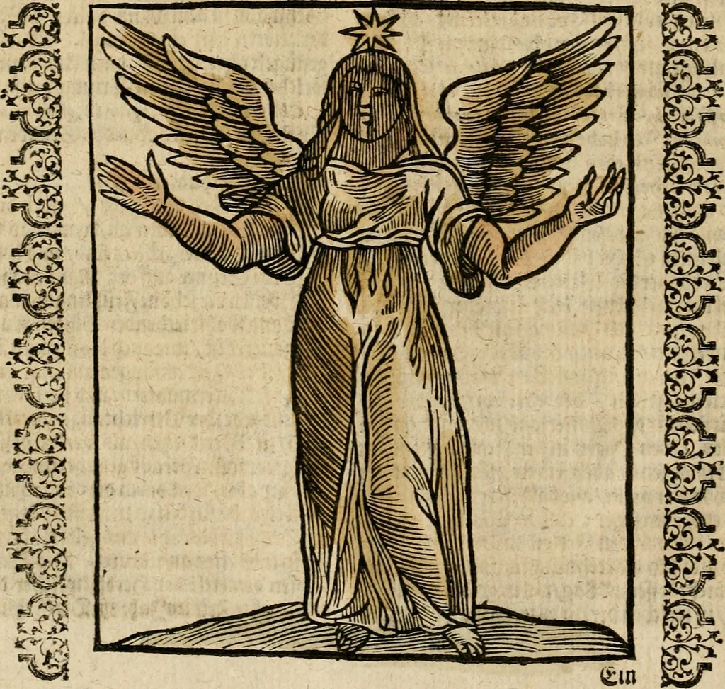 An illustration from Herrn Caesaris Ripa von Perusien, Ritters von St. Mauritio und Lazaro [et]c., Erneuerte Iconologia, oder, Bildersprach : worinen allerhand anmuhtige Aussbildungen ... erkläret werden, 1669, leaf 75