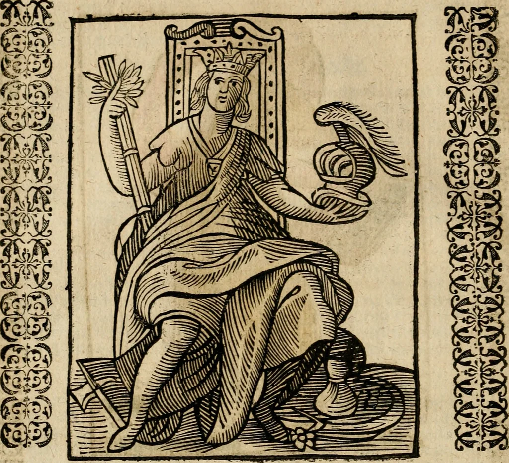 An illustration from Herrn Caesaris Ripa von Perusien, Ritters von St. Mauritio und Lazaro [et]c., Erneuerte Iconologia, oder, Bildersprach : worinen allerhand anmuhtige Aussbildungen ... erkläret werden, 1669, leaf 87