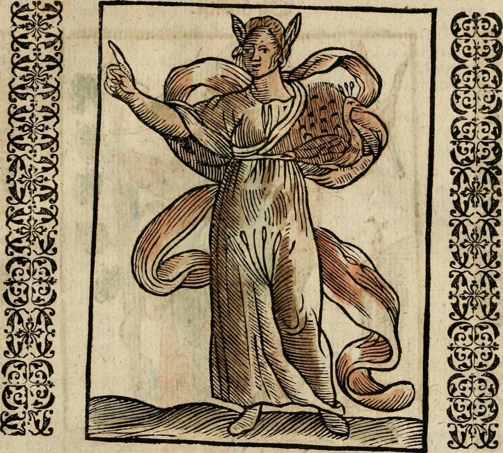 An illustration from Herrn Caesaris Ripa von Perusien, Ritters von St. Mauritio und Lazaro [et]c., Erneuerte Iconologia, oder, Bildersprach : worinen allerhand anmuhtige Aussbildungen ... erkläret werden, 1669, leaf 90