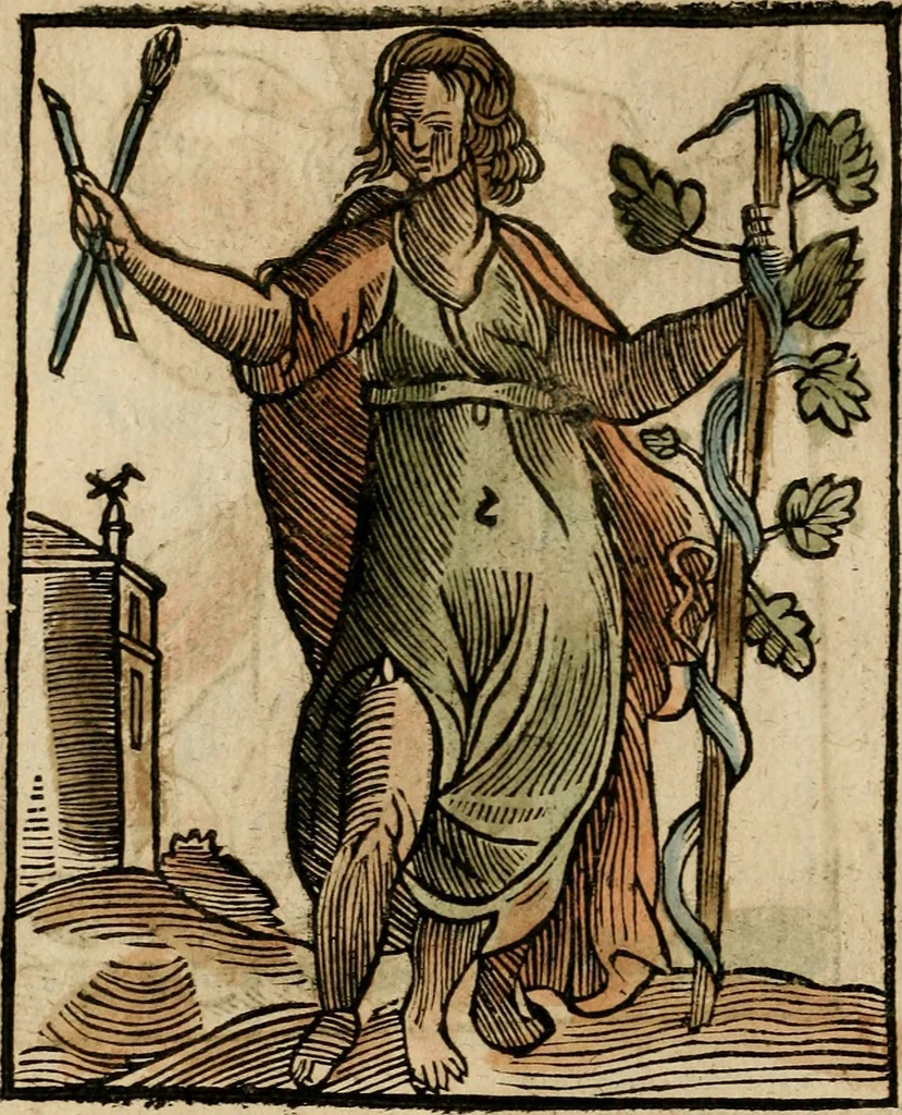 An illustration from Herrn Caesaris Ripa von Perusien, Ritters von St. Mauritio und Lazaro [et]c., Erneuerte Iconologia, oder, Bildersprach : worinen allerhand anmuhtige Aussbildungen ... erkläret werden, 1669, leaf 91