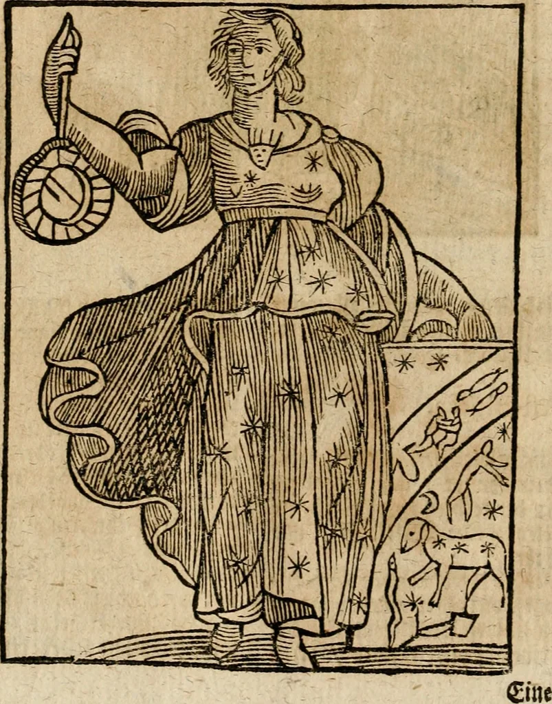 An illustration from Herrn Caesaris Ripa von Perusien, Ritters von St. Mauritio und Lazaro [et]c., Erneuerte Iconologia, oder, Bildersprach : worinen allerhand anmuhtige Aussbildungen ... erkläret werden, 1669, leaf 99