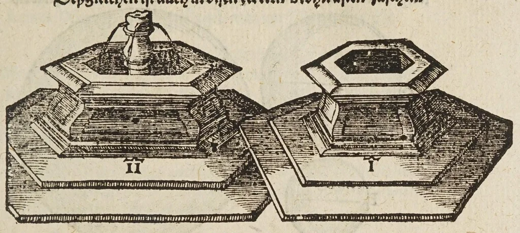 An illustration from Herrn Georgij Galgemairs Kurtzer gründlicher gebesserter vnnd vermehrter Vnderricht, Zubereitung vnd Gebrauch, der hochnutzlichen mathematischen Instrumenten, proportional Schregmäss vnd Circkels, benebens dem Fundament dess Visierens, allen Kunstliebenden zu sonderen Ehren vnnd Wolgefallen, von H. Georg Brentel ... new herfür geben, vnnd durch Verlag Stephani Michelspachers an Tag gebracht., 1615, leaf 123