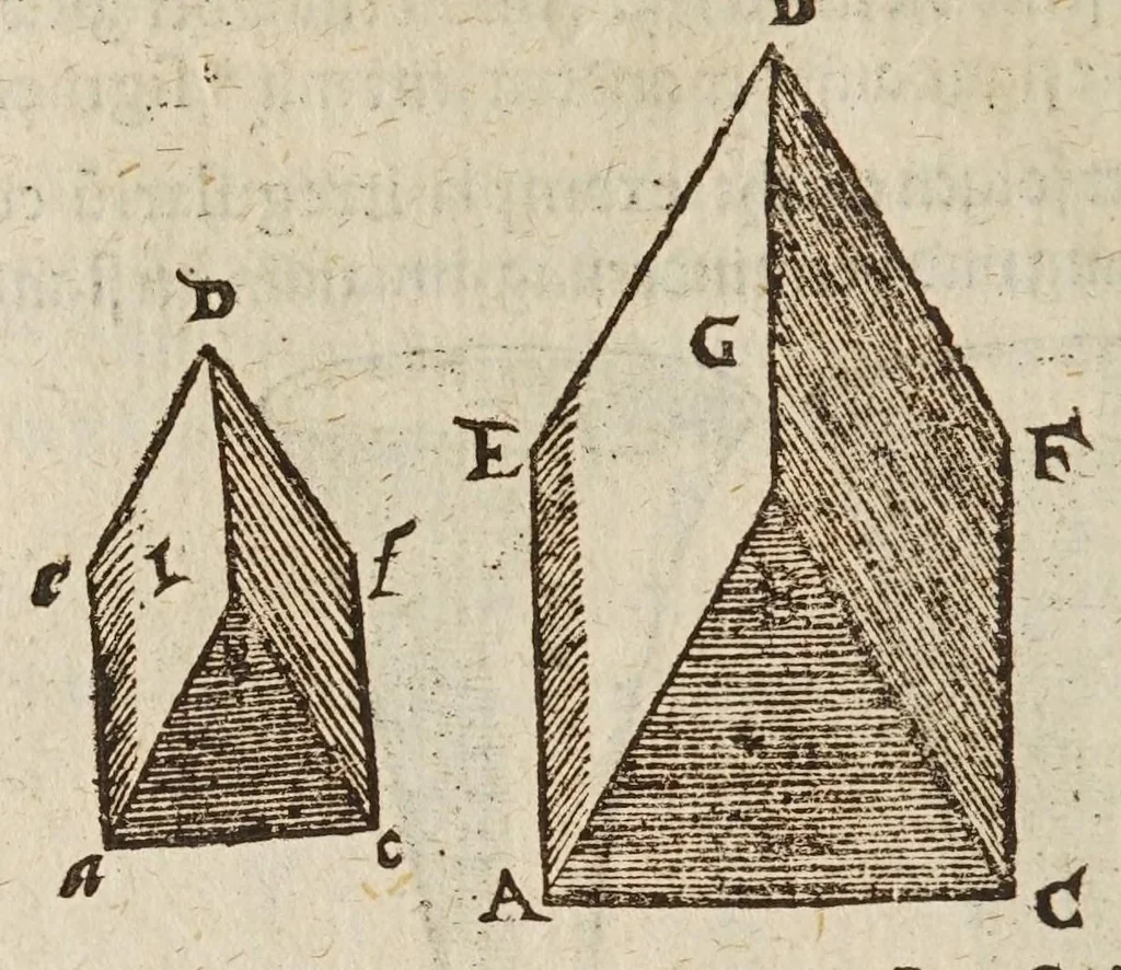 An illustration from Herrn Georgij Galgemairs Kurtzer gründlicher gebesserter vnnd vermehrter Vnderricht, Zubereitung vnd Gebrauch, der hochnutzlichen mathematischen Instrumenten, proportional Schregmäss vnd Circkels, benebens dem Fundament dess Visierens, allen Kunstliebenden zu sonderen Ehren vnnd Wolgefallen, von H. Georg Brentel ... new herfür geben, vnnd durch Verlag Stephani Michelspachers an Tag gebracht., 1615, leaf 132