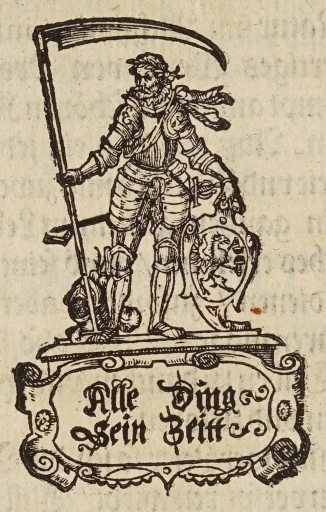 An illustration from Herrn Georgij Galgemairs Kurtzer gründlicher gebesserter vnnd vermehrter Vnderricht, Zubereitung vnd Gebrauch, der hochnutzlichen mathematischen Instrumenten, proportional Schregmäss vnd Circkels, benebens dem Fundament dess Visierens, allen Kunstliebenden zu sonderen Ehren vnnd Wolgefallen, von H. Georg Brentel ... new herfür geben, vnnd durch Verlag Stephani Michelspachers an Tag gebracht., 1615, leaf 146