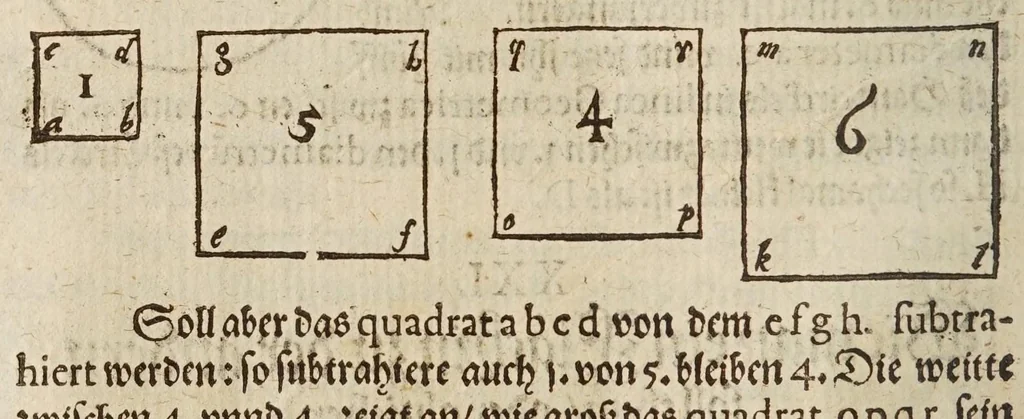 An illustration from Herrn Georgij Galgemairs Kurtzer gründlicher gebesserter vnnd vermehrter Vnderricht, Zubereitung vnd Gebrauch, der hochnutzlichen mathematischen Instrumenten, proportional Schregmäss vnd Circkels, benebens dem Fundament dess Visierens, allen Kunstliebenden zu sonderen Ehren vnnd Wolgefallen, von H. Georg Brentel ... new herfür geben, vnnd durch Verlag Stephani Michelspachers an Tag gebracht., 1615, leaf 50