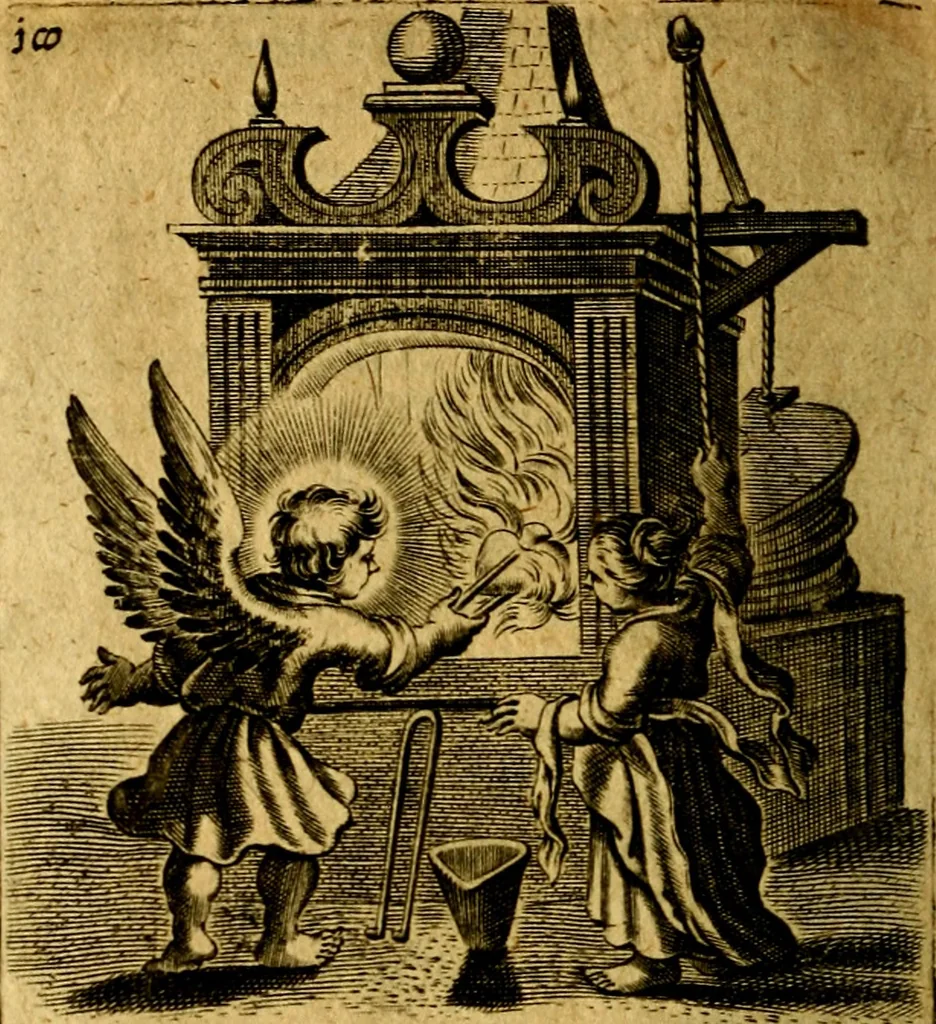 An illustration from Hertzen Schuel, oder, Des von Gott abgefüerten Herzens, 1664, leaf 369