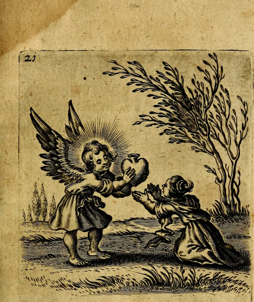 An illustration from Hertzen Schuel, oder, Des von Gott abgefüerten Herzens, 1664, leaf 414