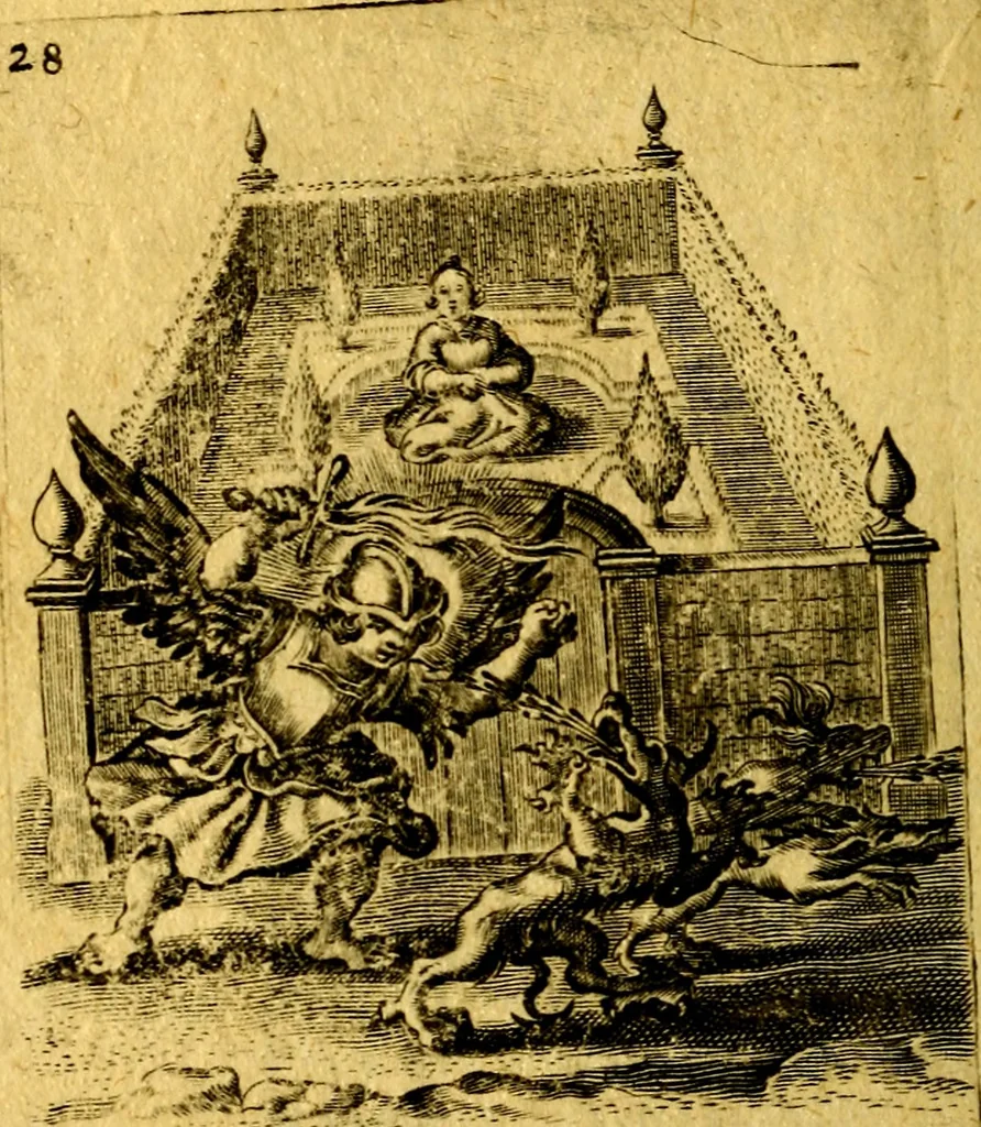 An illustration from Hertzen Schuel, oder, Des von Gott abgefüerten Herzens, 1664, leaf 501