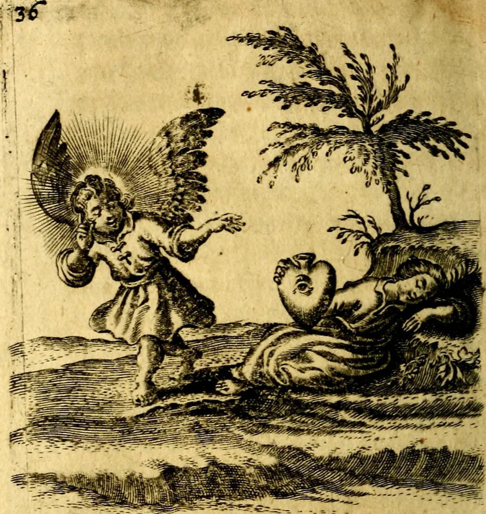 An illustration from Hertzen Schuel, oder, Des von Gott abgefüerten Herzens, 1664, leaf 601