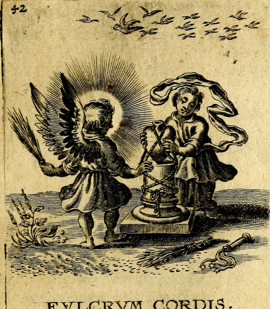 An illustration from Hertzen Schuel, oder, Des von Gott abgefüerten Herzens, 1664, leaf 676