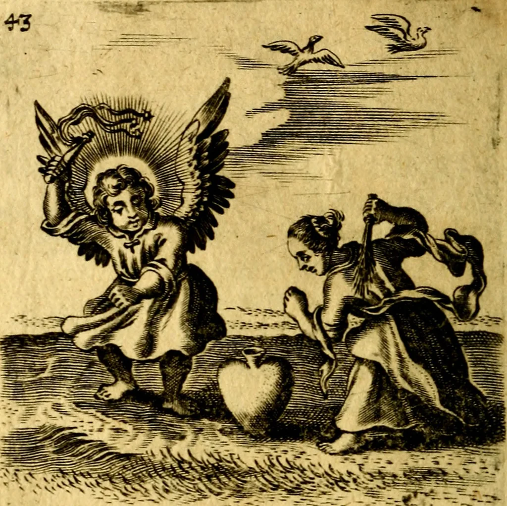 An illustration from Hertzen Schuel, oder, Des von Gott abgefüerten Herzens, 1664, leaf 683