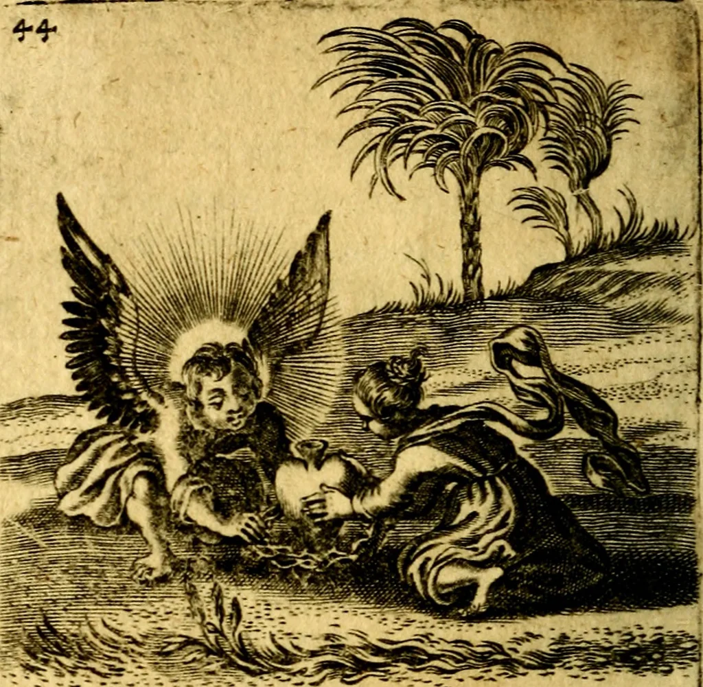 An illustration from Hertzen Schuel, oder, Des von Gott abgefüerten Herzens, 1664, leaf 693