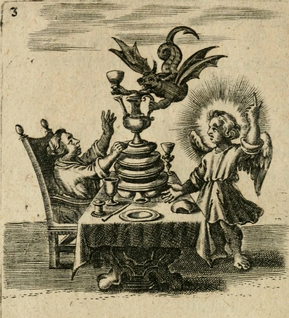 An illustration from Hertzen Schuel, oder, Des von Gott abgefüerten Herzens Widerbringung zu Gott, vnd Vnderweisung, 1664, leaf 165