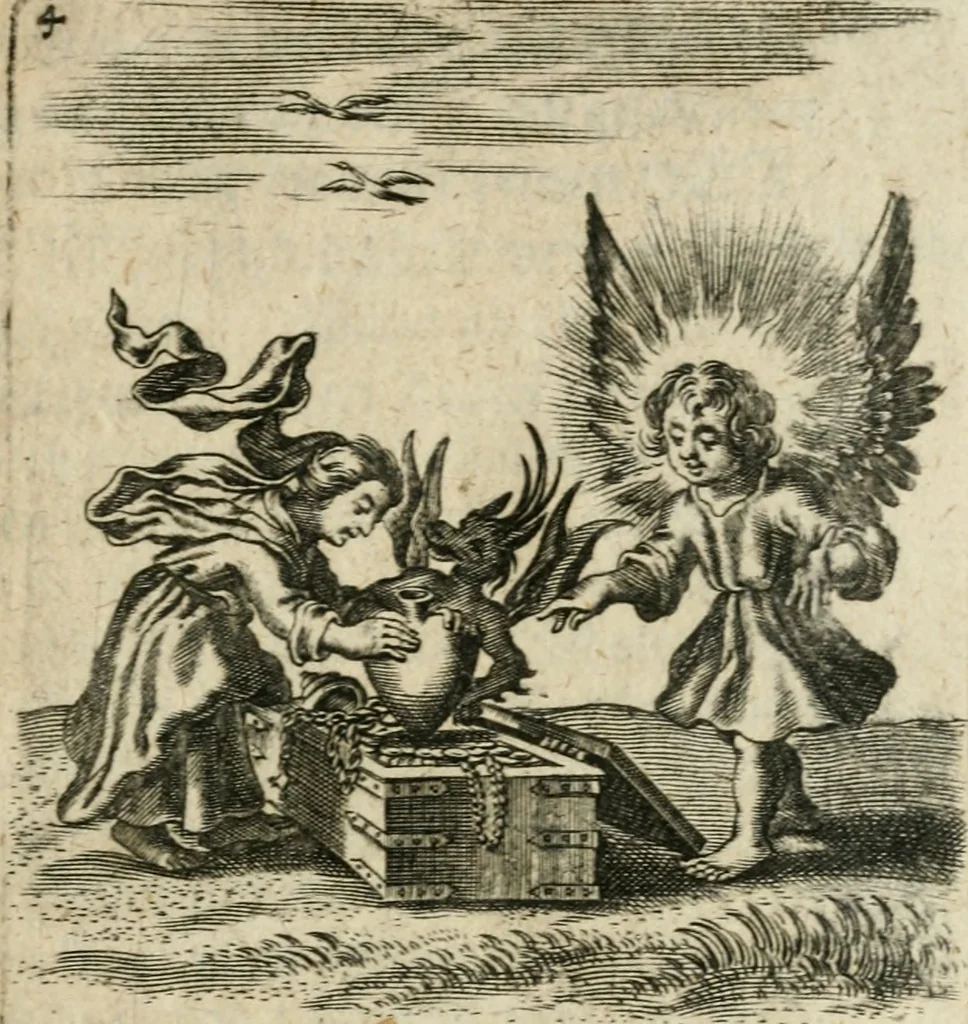 An illustration from Hertzen Schuel, oder, Des von Gott abgefüerten Herzens Widerbringung zu Gott, vnd Vnderweisung, 1664, leaf 180