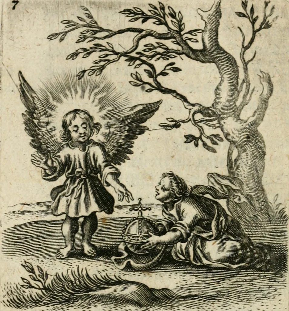 An illustration from Hertzen Schuel, oder, Des von Gott abgefüerten Herzens Widerbringung zu Gott, vnd Vnderweisung, 1664, leaf 217