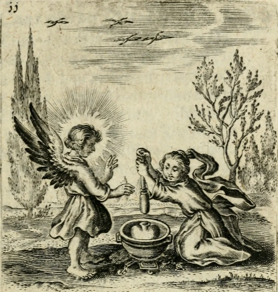 An illustration from Hertzen Schuel, oder, Des von Gott abgefüerten Herzens Widerbringung zu Gott, vnd Vnderweisung, 1664, leaf 270