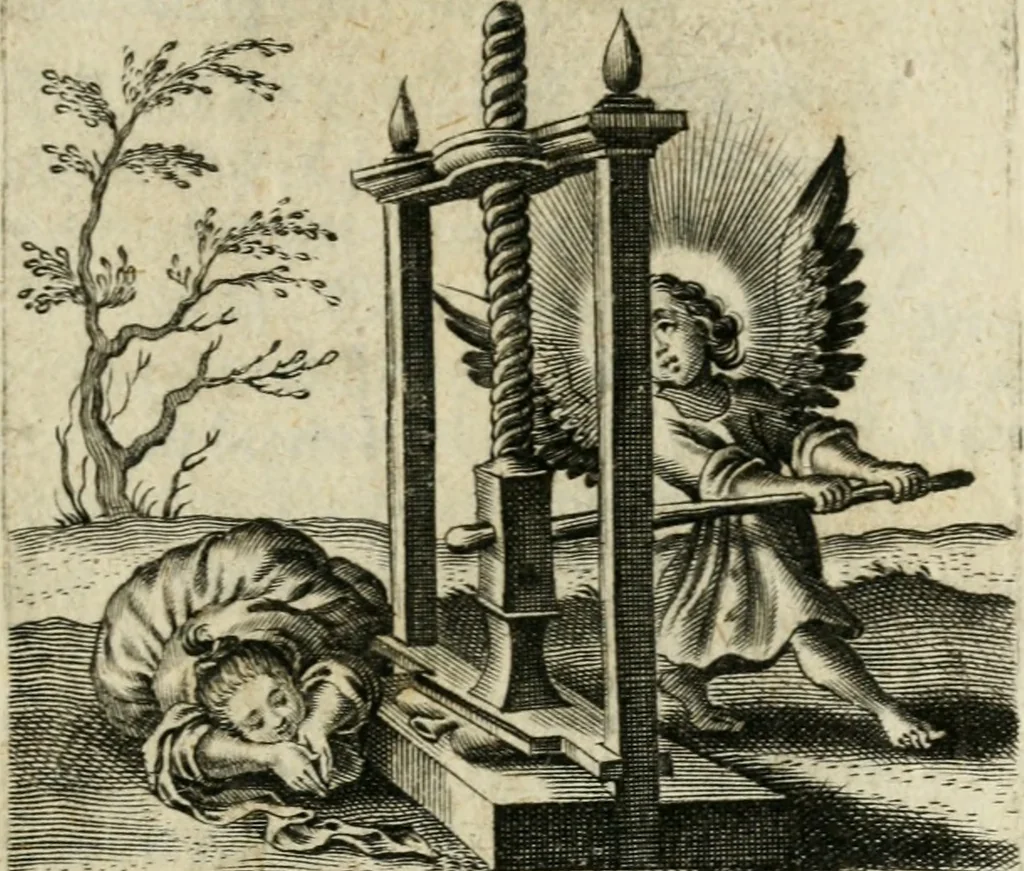 An illustration from Hertzen Schuel, oder, Des von Gott abgefüerten Herzens Widerbringung zu Gott, vnd Vnderweisung, 1664, leaf 284