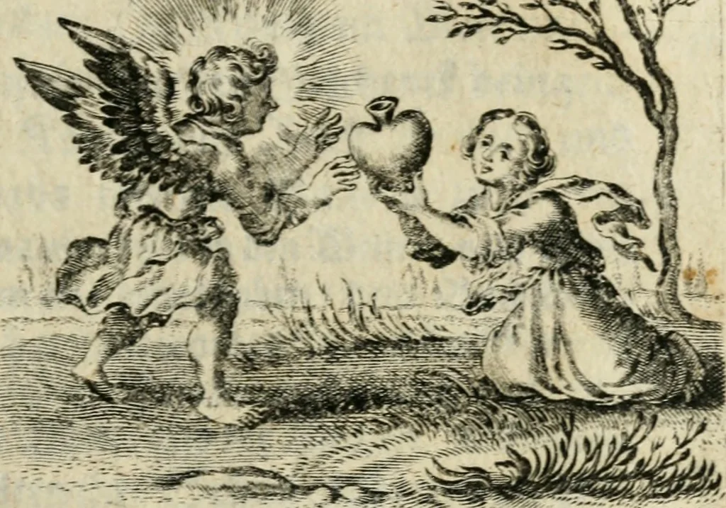 An illustration from Hertzen Schuel, oder, Des von Gott abgefüerten Herzens Widerbringung zu Gott, vnd Vnderweisung, 1664, leaf 328