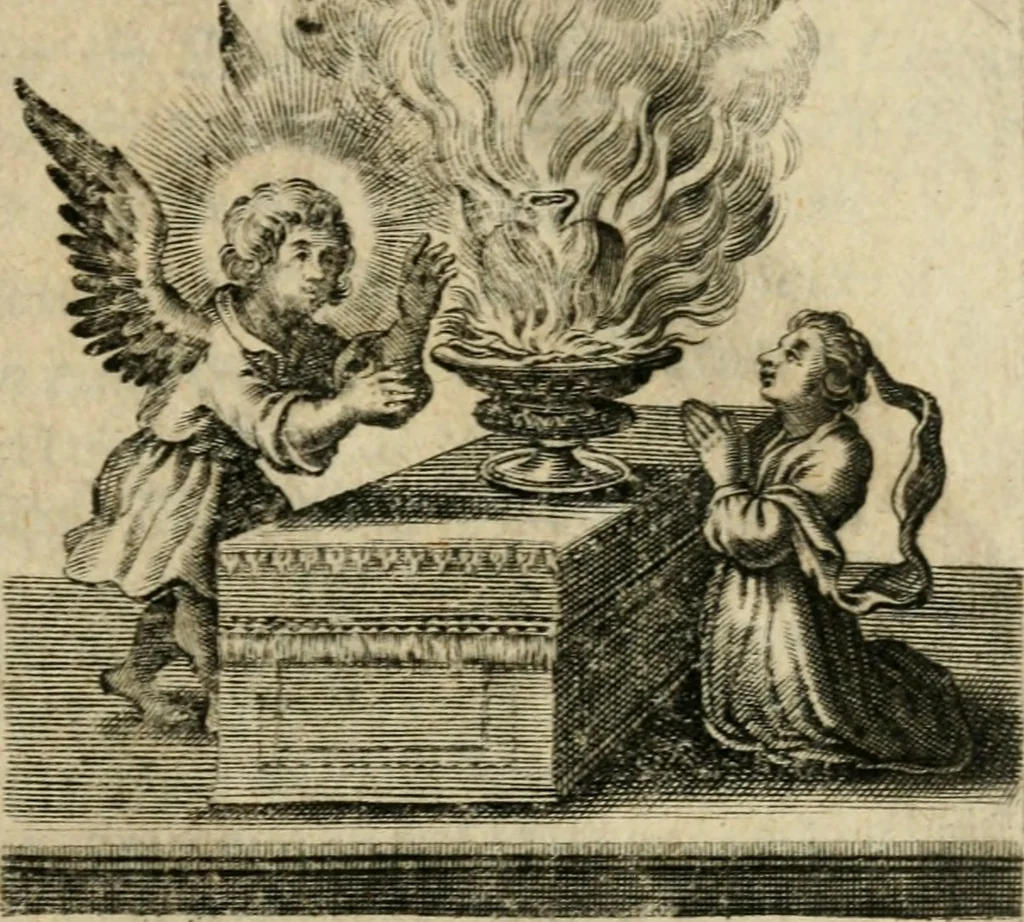 An illustration from Hertzen Schuel, oder, Des von Gott abgefüerten Herzens Widerbringung zu Gott, vnd Vnderweisung, 1664, leaf 344
