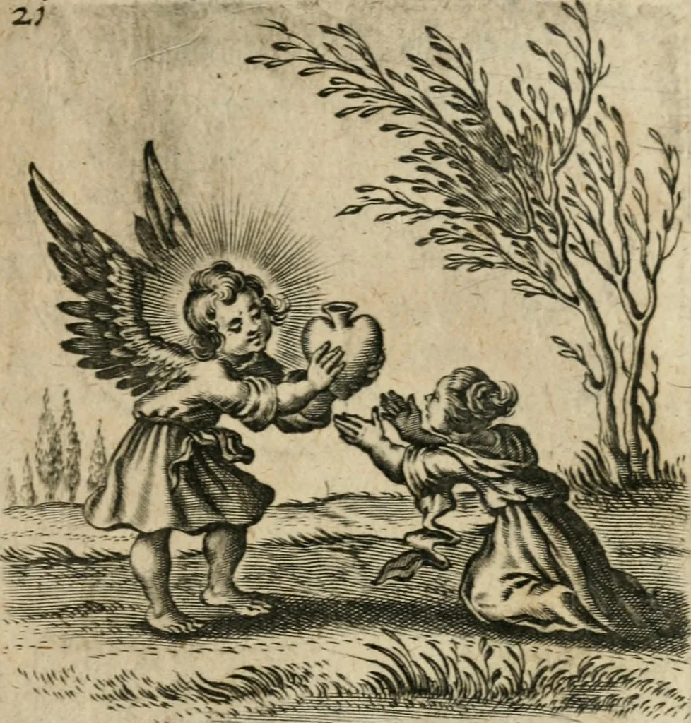 An illustration from Hertzen Schuel, oder, Des von Gott abgefüerten Herzens Widerbringung zu Gott, vnd Vnderweisung, 1664, leaf 416