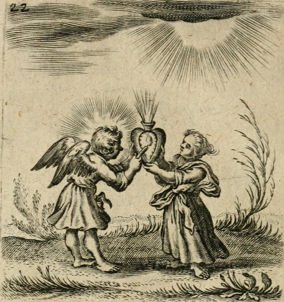An illustration from Hertzen Schuel, oder, Des von Gott abgefüerten Herzens Widerbringung zu Gott, vnd Vnderweisung, 1664, leaf 431
