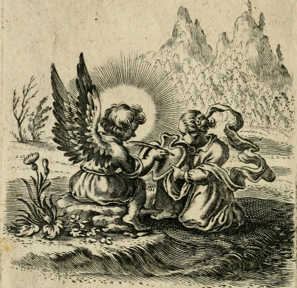 An illustration from Hertzen Schuel, oder, Des von Gott abgefüerten Herzens Widerbringung zu Gott, vnd Vnderweisung, 1664, leaf 445