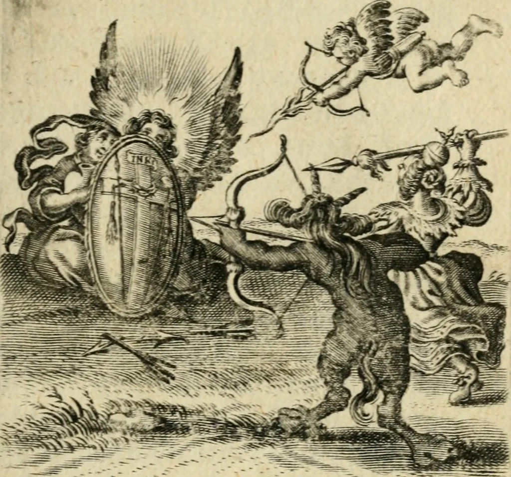 An illustration from Hertzen Schuel, oder, Des von Gott abgefüerten Herzens Widerbringung zu Gott, vnd Vnderweisung, 1664, leaf 514