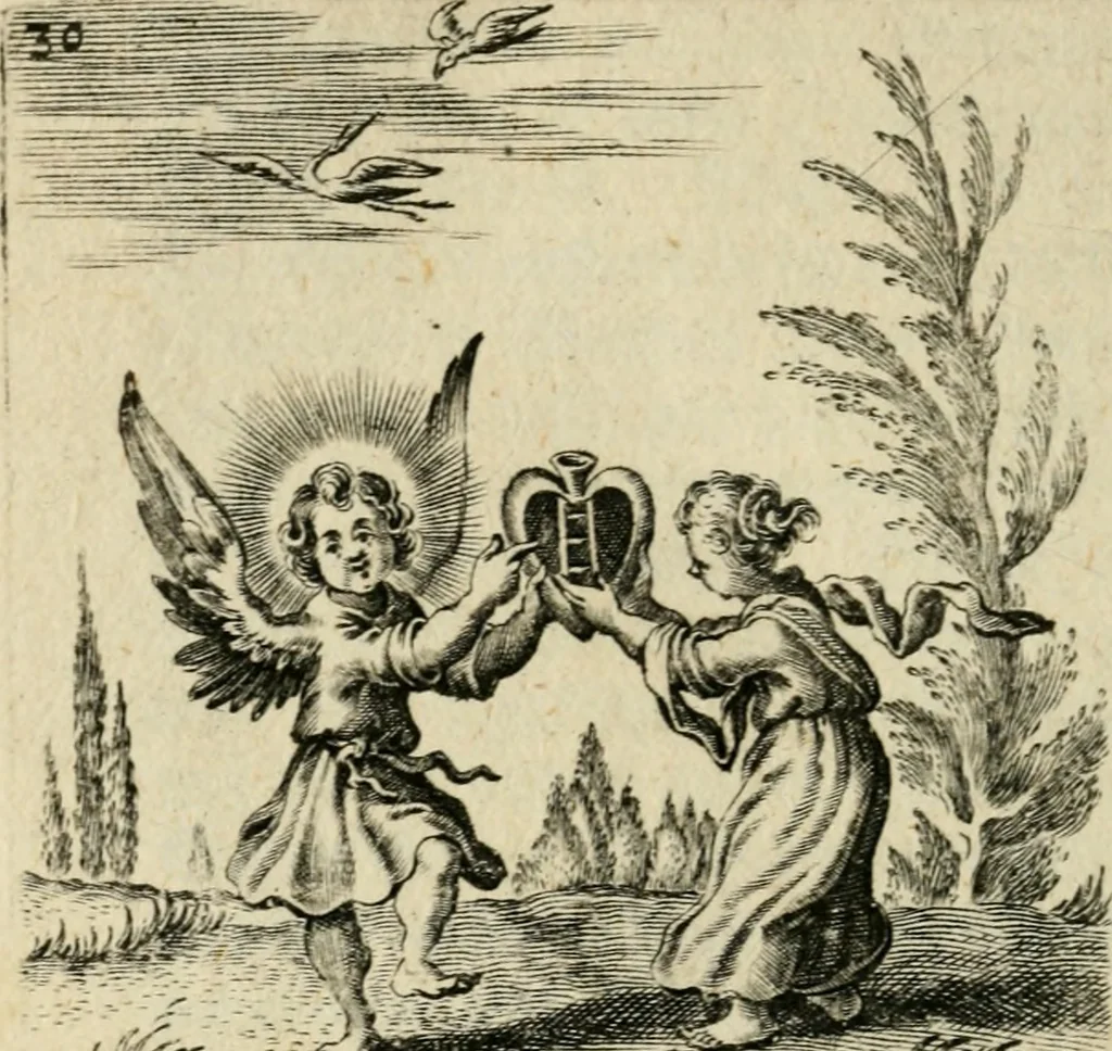 An illustration from Hertzen Schuel, oder, Des von Gott abgefüerten Herzens Widerbringung zu Gott, vnd Vnderweisung, 1664, leaf 525