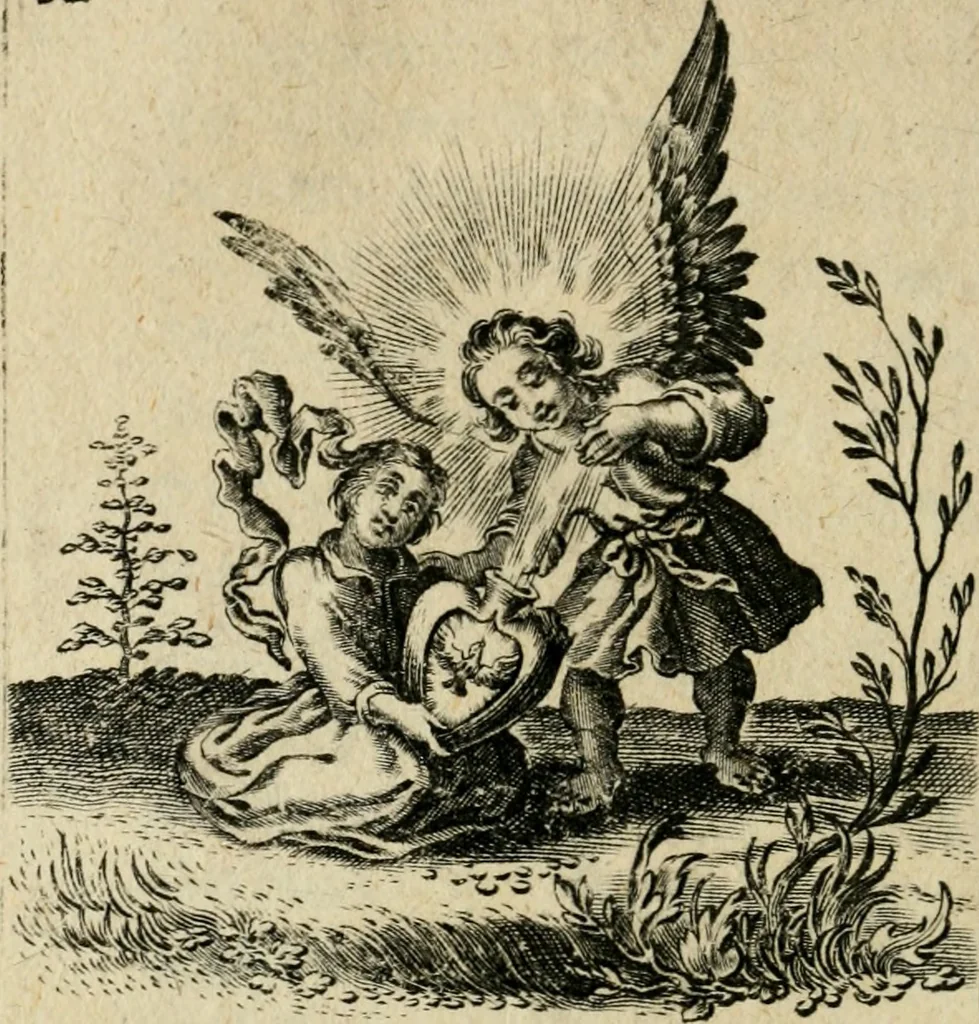 An illustration from Hertzen Schuel, oder, Des von Gott abgefüerten Herzens Widerbringung zu Gott, vnd Vnderweisung, 1664, leaf 551