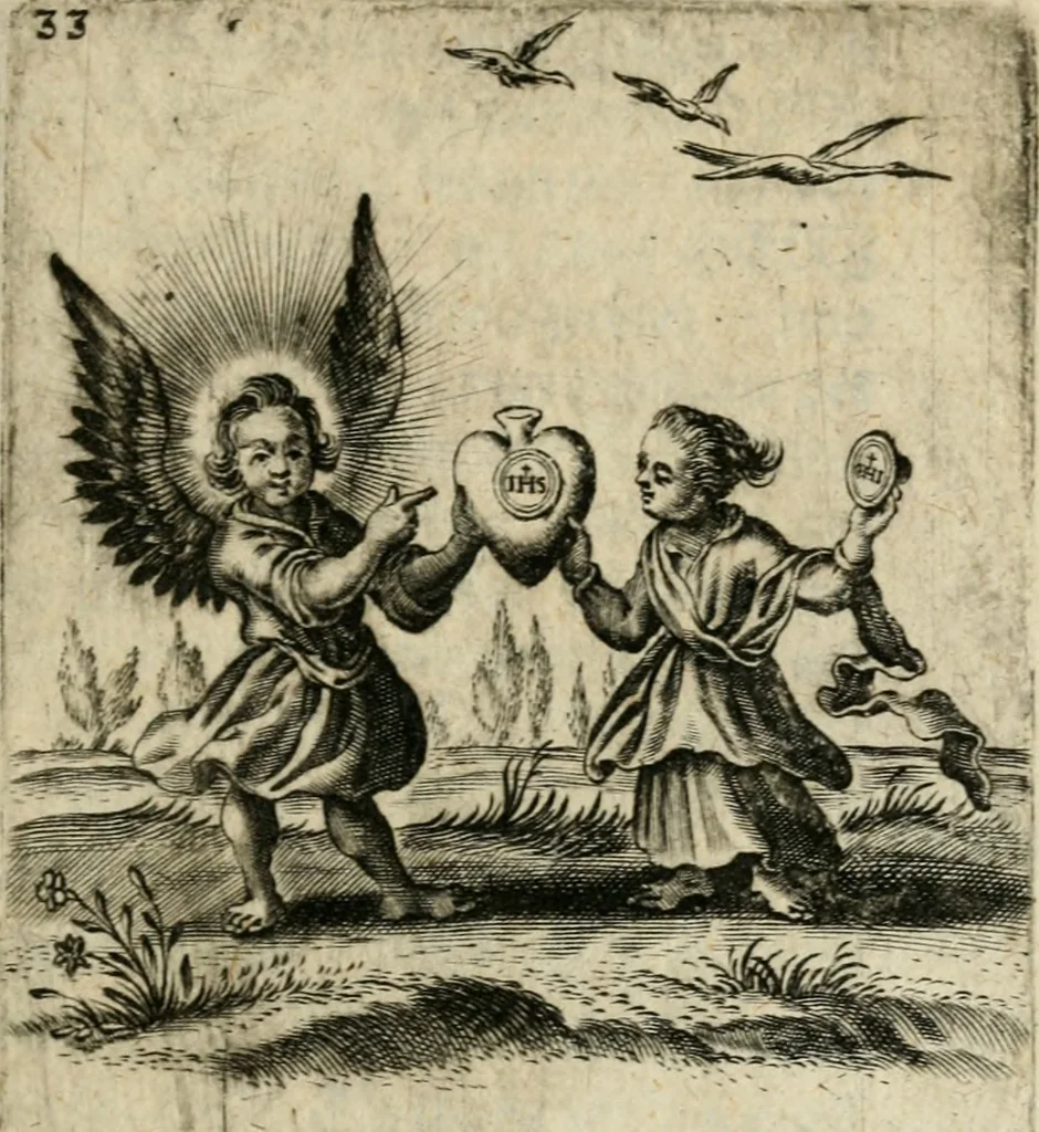 An illustration from Hertzen Schuel, oder, Des von Gott abgefüerten Herzens Widerbringung zu Gott, vnd Vnderweisung, 1664, leaf 564