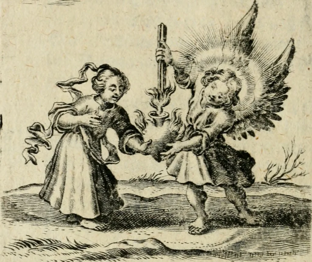 An illustration from Hertzen Schuel, oder, Des von Gott abgefüerten Herzens Widerbringung zu Gott, vnd Vnderweisung, 1664, leaf 595