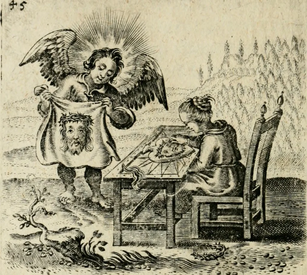 An illustration from Hertzen Schuel, oder, Des von Gott abgefüerten Herzens Widerbringung zu Gott, vnd Vnderweisung, 1664, leaf 707