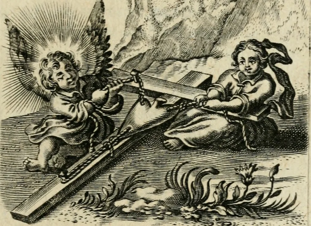 An illustration from Hertzen Schuel, oder, Des von Gott abgefüerten Herzens Widerbringung zu Gott, vnd Vnderweisung, 1664, leaf 736
