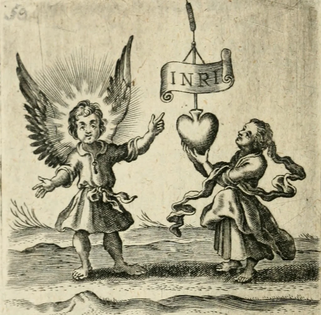 An illustration from Hertzen Schuel, oder, Des von Gott abgefüerten Herzens Widerbringung zu Gott, vnd Vnderweisung, 1664, leaf 753