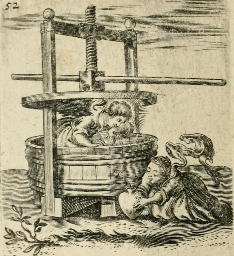 An illustration from Hertzen Schuel, oder, Des von Gott abgefüerten Herzens Widerbringung zu Gott, vnd Vnderweisung, 1664, leaf 771