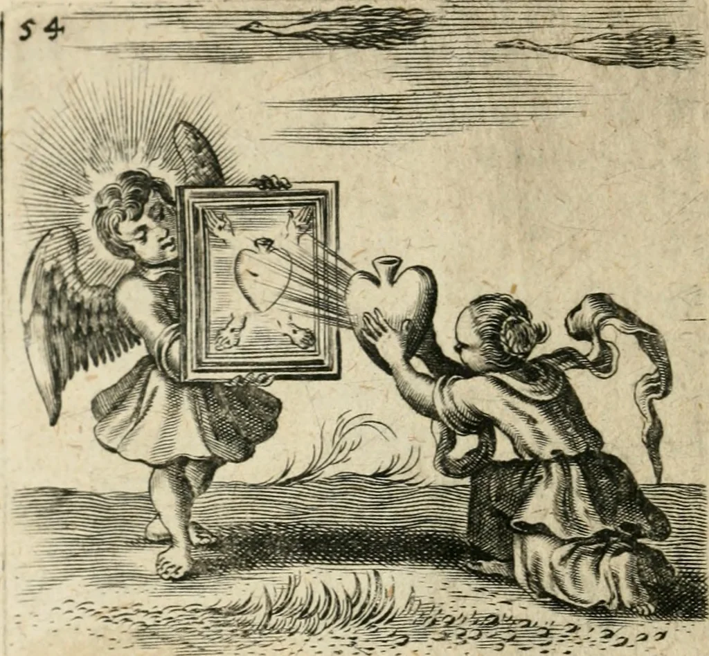 An illustration from Hertzen Schuel, oder, Des von Gott abgefüerten Herzens Widerbringung zu Gott, vnd Vnderweisung, 1664, leaf 791