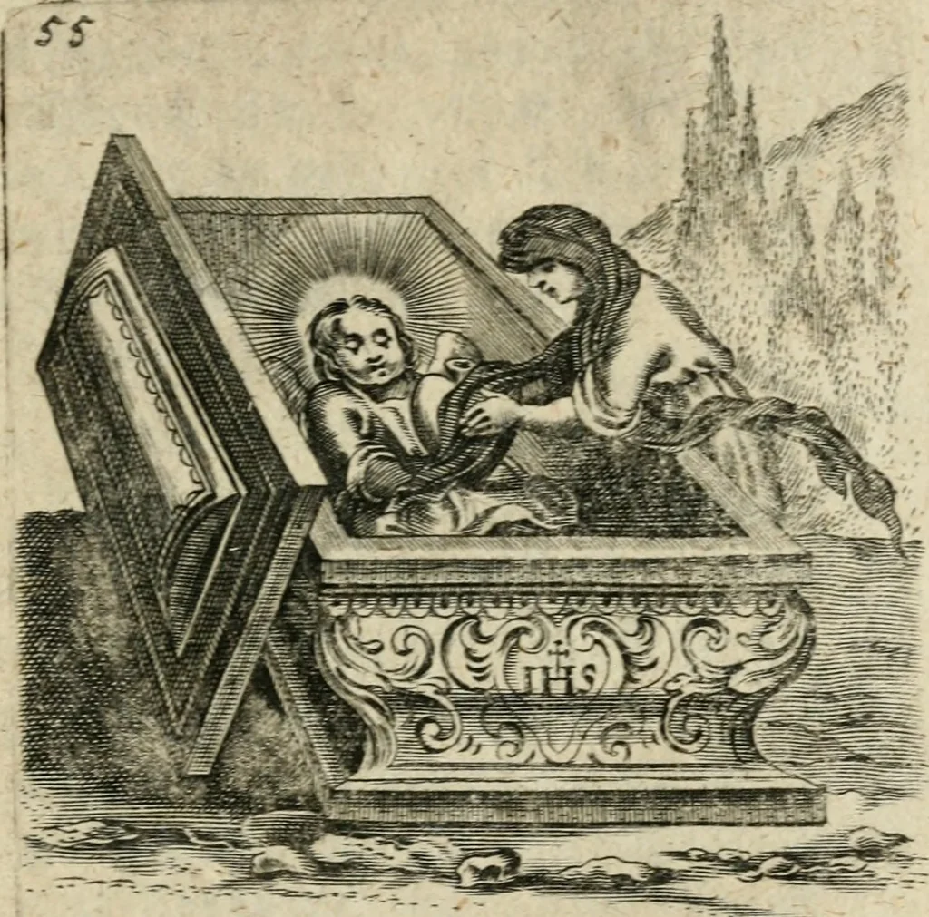 An illustration from Hertzen Schuel, oder, Des von Gott abgefüerten Herzens Widerbringung zu Gott, vnd Vnderweisung, 1664, leaf 802